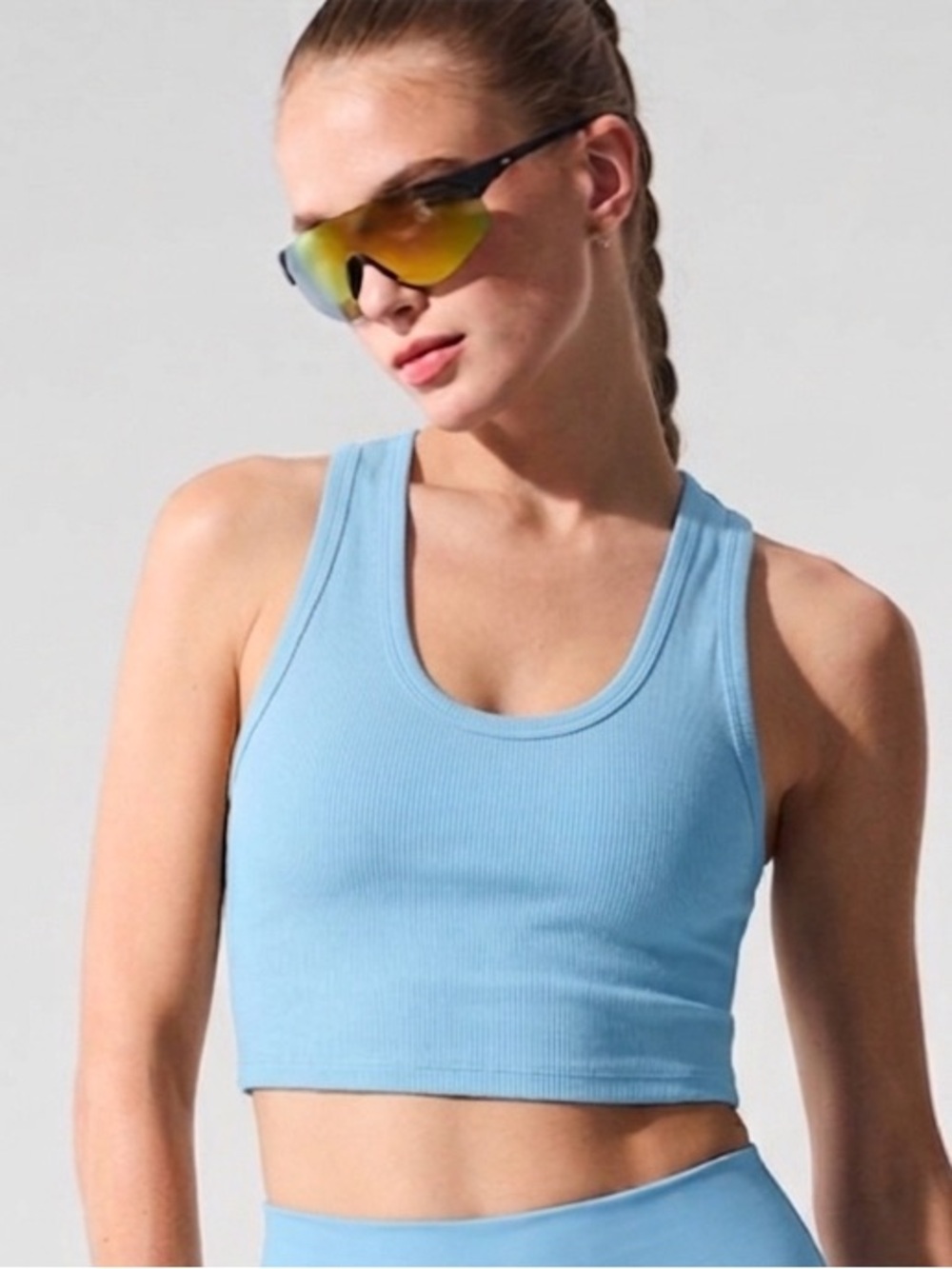 ALO Yoga Light Blue Ribbed Crop Tank
